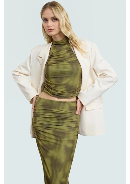 Tül Örme Bluz Halter Yaka Fitted Crop Yazlık Premium Kalite Uzun Ömürlü modelleri