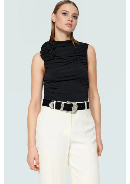 Kolsuz Örme Bluz Dik Yaka Regular Kalıp Polyester Karışımlı Yazlık Premium Kalite Modern Stil modelleri