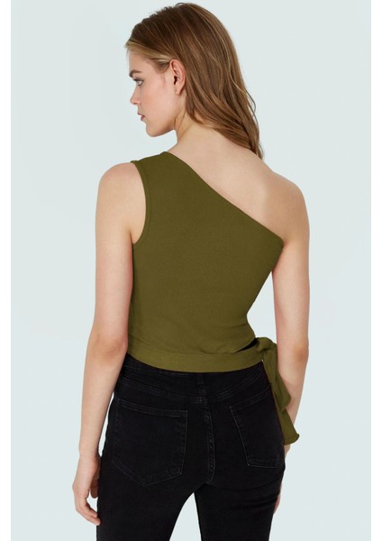 Pamuklu Örme Tek Omuz Bluz Fitted Kalıp Bağlama Detayı Yazlık Yüksek Kalite Dayanıklı Malzeme modelleri