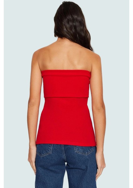 Yandan Fermuarlı Krep Örme Straplez Bluz Premium Kalite Modern Stil modelleri