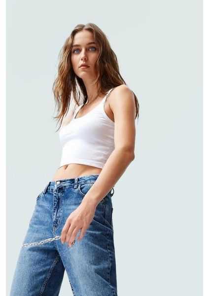 Fitted Straplez Crop Bluz Yan Fermuar Asimetrik Kesim Polyester Kumaş Profesyonel Görünüm