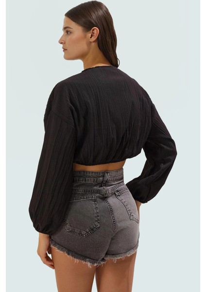 Dokuma Crinkle Plaj Bluz Bağlamalı Detay Regular Uzun Kollu Yazlık Ömürlü modelleri