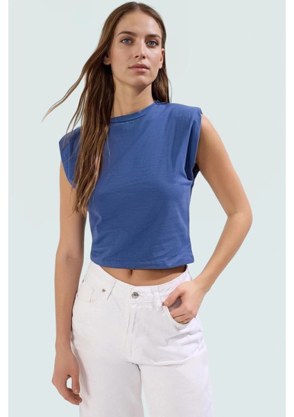 Fitted Vücut Oturan Kolsuz Örme Bluz Bisiklet Yaka Tasarım Premium Kalite Trend fiyatları