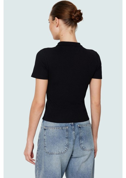 Şık Pamuklu Kaşkorse Örme Bluz Fitted Kalıp Kısa Kol Seçkin Malzeme Trend Tasarım modelleri