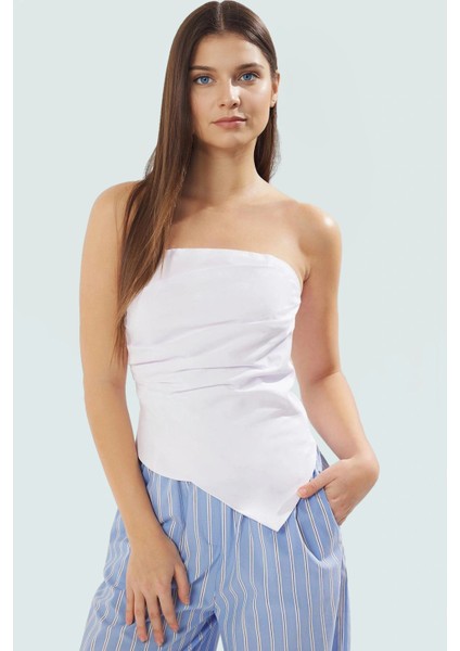 Rahat ve Şık Kolsuz Bluz Pamuklu Dokuma Fitted Günlük Trend Tasarım Özel