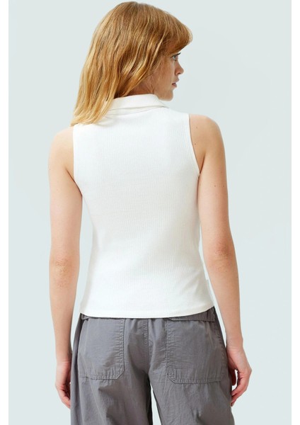 Pamuklu Örme Bluz Kolsuz Fitted Renk Yazlık Polo Yaka Şık Görünüm Dayanıklı Malzeme fırsatları