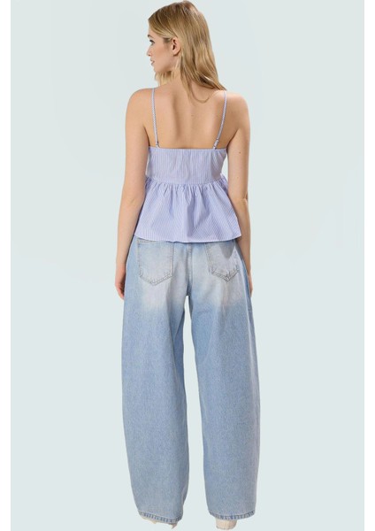 Rahat Kalıp Bluz %66 Polyester %34 Pamuk Kalp Yaka Ince Askılar Günlük Kullanım modelleri