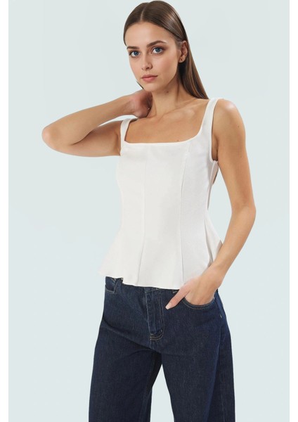 Yazlık Basic Peplum Bluz Regular Kalıp Finike Dokuma Uzun Ömürlü Şık Görünüm