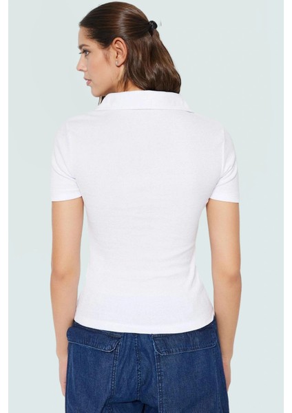 Fitted Vücut Oturan Fermuarlı Polo Yaka Kısa Kollu Bluz %70 Polyester Rahat ve Şık modelleri