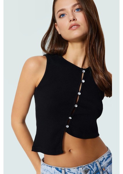 Asimetrik Crop Bluz Pamuklu Örme Fitted Bisiklet Yaka Rahat ve Şık Kullanım fiyatları