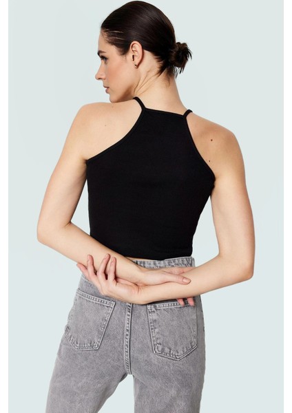 Fitted Crop Bluz Renk Pamuklu Kaşkorse Örme Kumaş Özenle Seçilmiş Premium Kalite modelleri