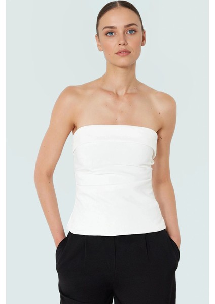 Basic Straplez Bluz %88 Polyester %12 Elastan Renk Yazlık Günlük Kullanım Için