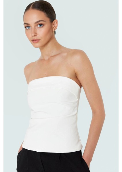 Basic Straplez Bluz %88 Polyester %12 Elastan Renk Yazlık Günlük Kullanım Için fiyatları