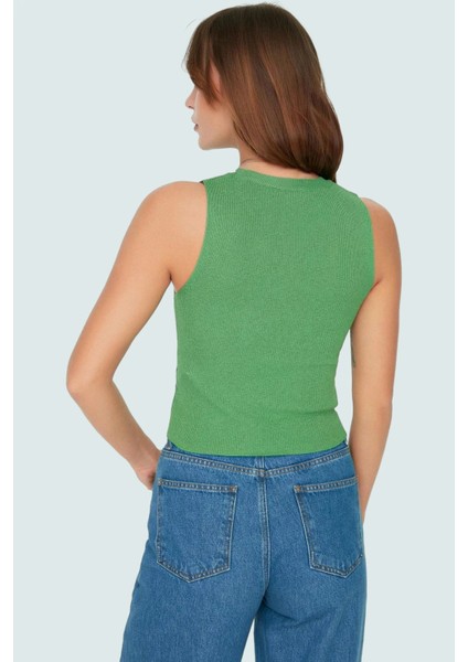 Triko Bluz Bisiklet Yaka Kolsuz Rahat Günlük Yazlık Modern Stil Seçkin Malzeme