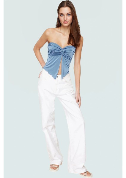 Yazlık Crop Bluz Buzzy Dokuma Polyester Straplez Kemersiz Günlük Stil Rahat Kullanım modelleri