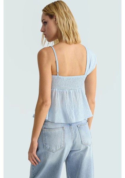 Omuz Bağlama Detaylı Aerobin Dokuma Bluz Rahat Kalıp Yazlık Dayanıklı Malzeme Kullanım modelleri