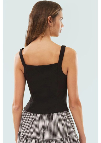Fitted Kalıp Kolsuz Bluz Finike Dokuma Kare Yaka Yazlık Uzun Ömürlü Seçkin Malzeme modelleri