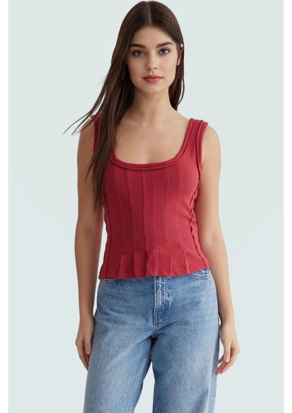 Yazlık Crop Bluz Renk 100 Pamuk Kaşkorse Örme Havuz Yaka Rahat Günlük Dayanıklı Malzeme fiyatları