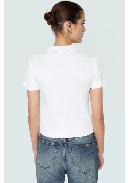 Şık Pamuklu Kaşkorse Örme Bluz Fitted Kalıp Kısa Kol Seçkin Malzeme Trend Tasarım modelleri