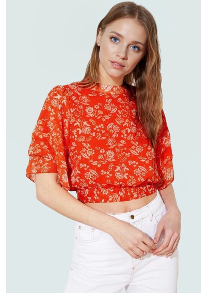 Çok Çiçekli Desenli Şifon Bluz Kadın Yazlık Kısa Kol Şık Görünüm Yüksek Kalite fiyatları