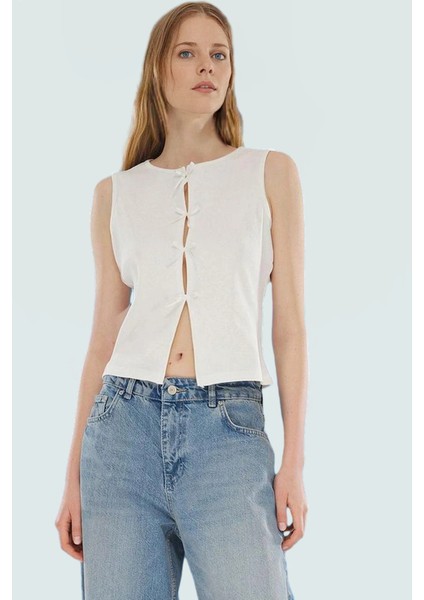 Pamuklu Crop Bluz Fitted Kalıp Renk Günlük Casual Stil Bisiklet Yaka Rahat ve Şık Uzun Ömürlü