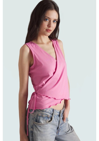 Vücuda Oturan Anvelop Bluz Likralı Penye Crop Casual Rahat ve Şık Modern Stil Uzun Ömürlü