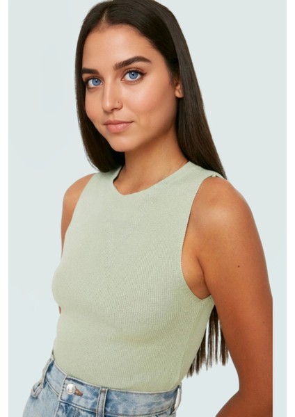 Triko Bluz Bisiklet Yaka Kolsuz Rahat Günlük Yazlık Modern Stil Seçkin Malzeme