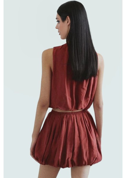 Yazlık Modal Crop Bluz Halter Yaka Melfi Dokuma Günlük Stil Özel Tasarım Şık Görünüm