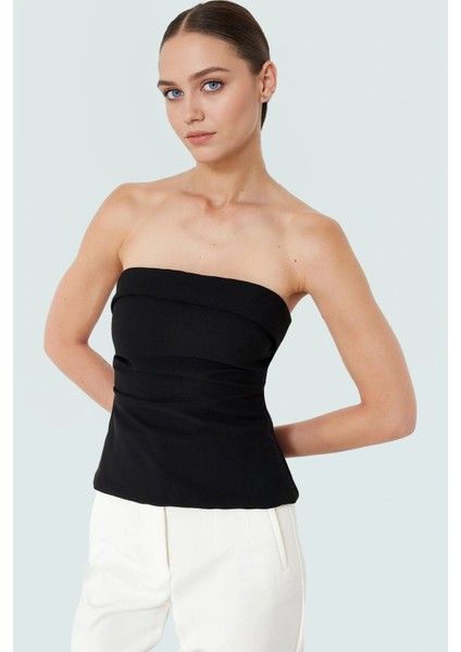 Basic Straplez Bluz %88 Polyester %12 Elastan Renk Yazlık Günlük Kullanım Için