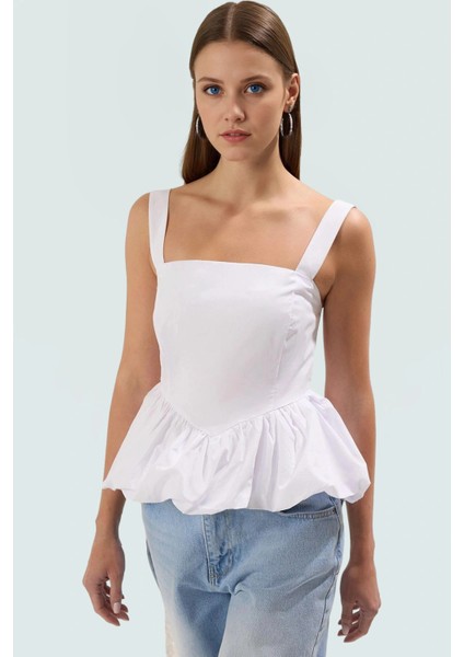 Rahat Bluz Balon Etekli Casual Stil Polyester Pamuk Karışımı Konforlu Kesim Yüksek Kalite