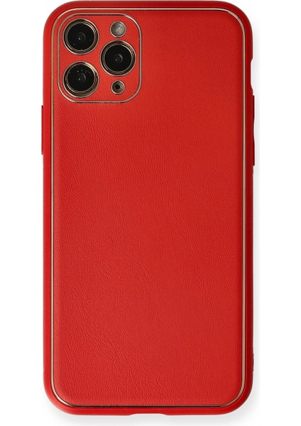 Iphone 11 Pro Kılıf Coco Deri Silikon Kapak - Kırmızı Svlrs