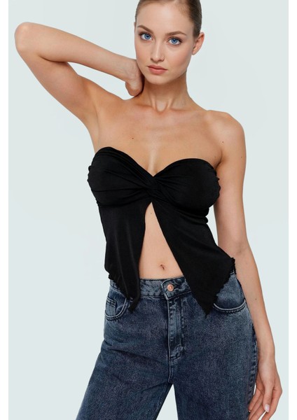 Yazlık Crop Bluz Buzzy Dokuma Polyester Straplez Kemersiz Günlük Stil Rahat Kullanım fiyatları