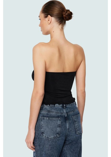 Yazlık Crop Bluz Buzzy Dokuma Polyester Straplez Kemersiz Günlük Stil Rahat Kullanım modelleri