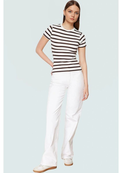 Rahat Günlük Stil Fitted Bluz Vücut Oturan Pamuklu Viskoz Ribana Modern Premium Kalite