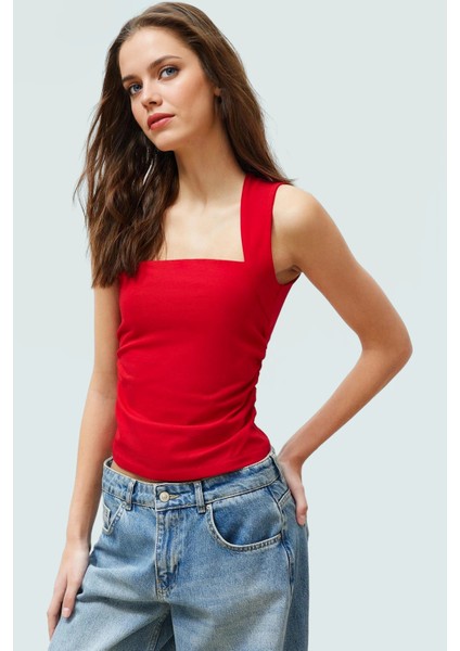 Kadın Yazlık Kolsuz Bluz Pamuklu Rahat Kare Yaka Premium Kalite Modern Stil fiyatları