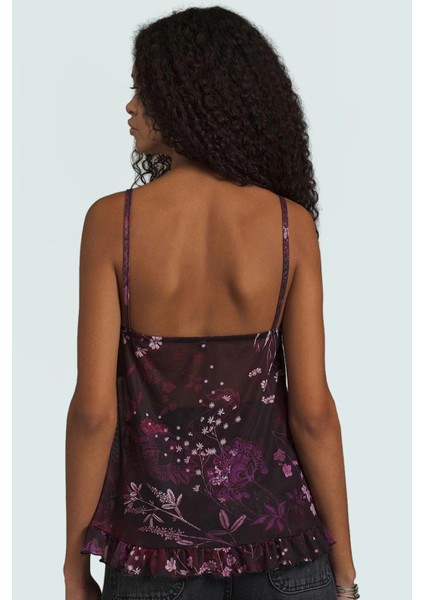 Regular Fitted Bluz Çiçek Desenli Tül Kumaş Kalp Yaka Yazlık Seçkin Malzeme modelleri