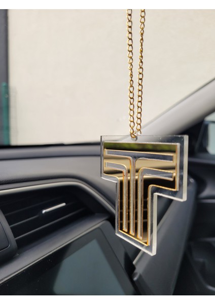 Pleksi Gold Zincir Askılı Dikiz Aynası Süsü Şık Hediyelik Araç Marka Logolu Oto Aksesuar fiyatları