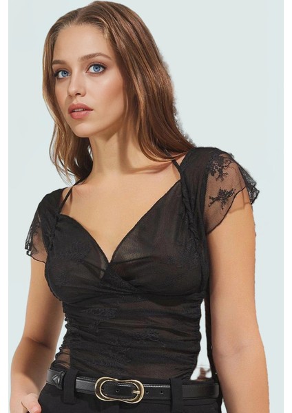 Rahat Yazlık Bluz Tül V Yaka Fitted Kalıp 93%polyester Modern Stil Kullanım fiyatları