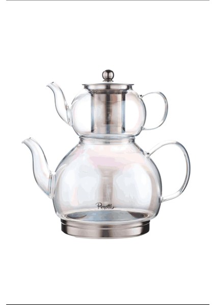 Keyf-I Ala Luster Borosilikat Cam Çaydanlık Takımı – Indüksiyon Tabanlı, 500 ml Demlik + 1800 ml Suluk