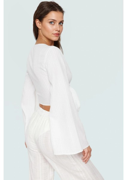 Asimetrik V Yaka Yazlık Plaj Bluz Rahat Kalıp Dokuma Kumaş Kaliteli Işçilik ve Şık modelleri