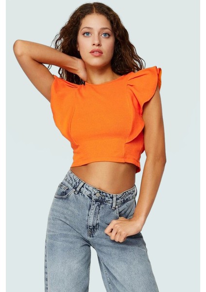 Fitted Crop Bluz Örme Kumaş Büzgülü Kollarla Rahat Şıklık Profesyonel Görünüm Seçkin Malzeme