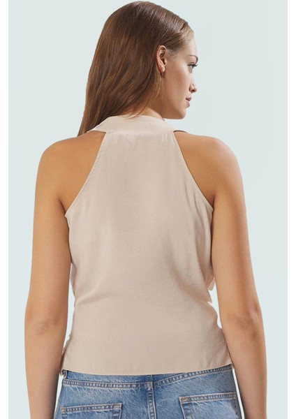 Günlük Kullanım Için Modal Kruvaze Bluz; Kolsuz; V Yaka Mükemmel Uyum Şık Görünüm modelleri