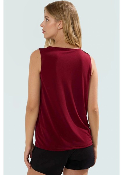 Aksesuar Detaylı Kolsuz Örme Bluz Fitted Sandy Dokuma Günlük Stil Mükemmel Uyum modelleri