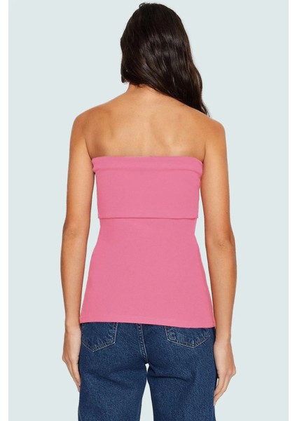 Yandan Fermuarlı Krep Örme Straplez Bluz Premium Kalite Modern Stil modelleri