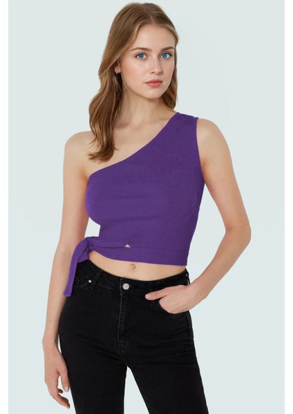 Asimetrik Yaka Kolsuz Örme Bluz Fitted Bağlama Detayı Rahat ve Şık Kaliteli Işçilik fiyatları