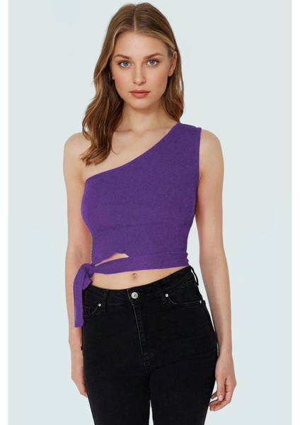 Asimetrik Yaka Kolsuz Örme Bluz Fitted Bağlama Detayı Rahat ve Şık Kaliteli Işçilik modelleri