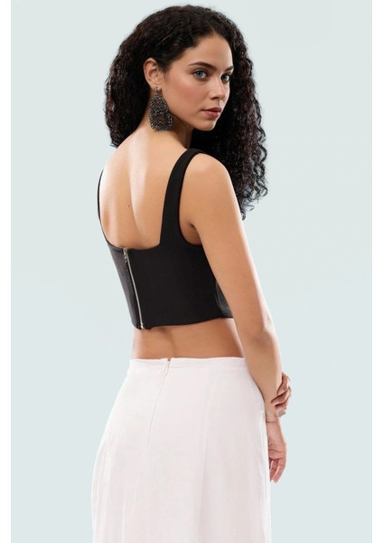 Kolsuz Crop Bluz Kare Yaka Polyester Dokuma Fitted Basic Rahat Kullanım Günlük Için fiyatları