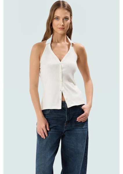 Fitted Vücut Örme Bluz Renk Polo Yaka Fermuarlı Pamuklu Yazlık Konforlu Kesim fiyatları