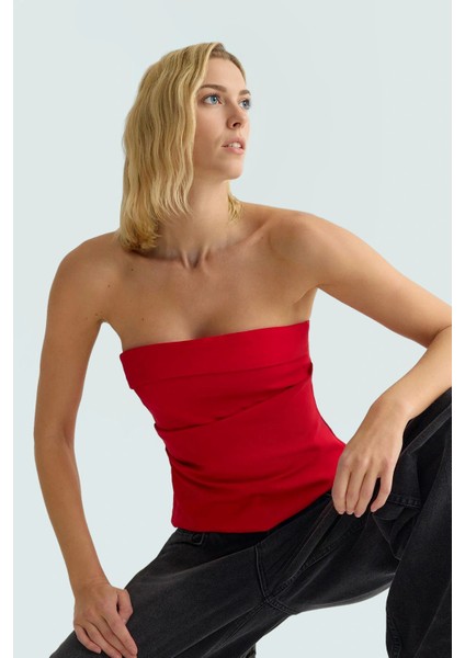 Basic Straplez Bluz %88 Polyester %12 Elastan Renk Yazlık Günlük Kullanım Için fiyatları