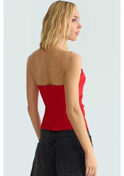 Basic Straplez Bluz %88 Polyester %12 Elastan Renk Yazlık Günlük Kullanım Için modelleri